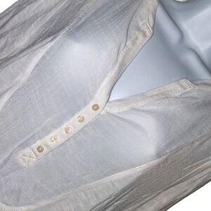 White Henley Long Sleeve V Neck‎ Top Shirt Women's XL TG Textured Pullover